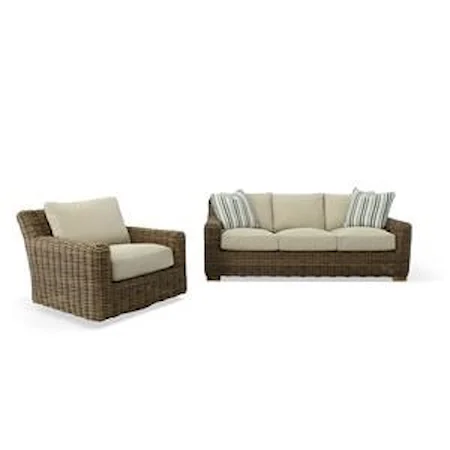 Outdoor Sofa and Swivel Lounge Chair with Weltless Cushion Sets